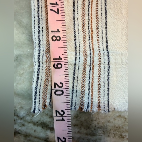 Democracy Linen Blend Striped Pants Size 6 Drawstring Waist Cropped raw hem - Picture 8 of 10